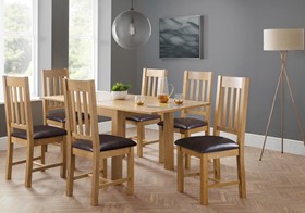 Alprina Oak Dining Table With Fold Out Top - Four or Six Chairs