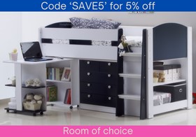 Aqua Blue Mid Sleeper Bed - Storage And Desk With Shelves