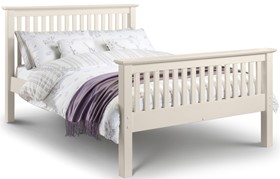 Bacella White Wooden Bed Frame With High Footend - 4ft6 Double
