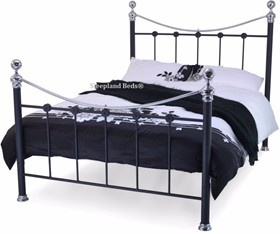 Black Metal Traditional Liberty Bed Frame With Chrome - 4ft Small Double