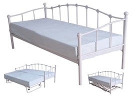 Day Bed - 3ft Single Petal White Metal Daybed with Guest Bed Trundle