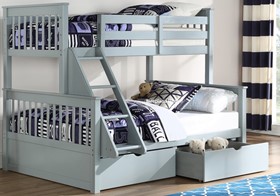 Grey Supersonic Double Bunk Beds With Drawers - Triple Sleeper