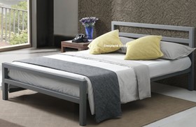 Inspire City Block Modern Grey Metal Bed Frame - 4ft Small Double