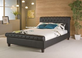 Limelight Phoenix Bed -  Black Faux Leather Bed Frame - 4ft6 Double