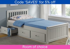 Mission Grey Single Wooden Bed Frame With Three Storage Drawers