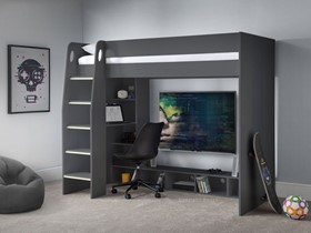Nebula Anthracite Gaming Highsleeper Bed With Desk By Julian Bowen