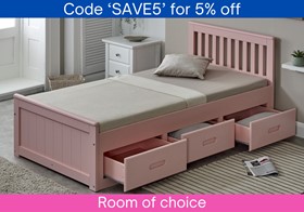 Pink Mission Bed Frame With Storage - 3ft Single