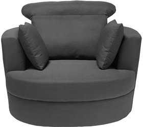 Signature Bliss Large Swivel Chair Upholstered In Grey Fabric
