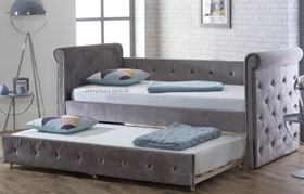 Silver Velvet Fabric Alfonso Daybed With Trundle Guest Bed