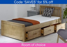 Single Bed With Storage | Pine Wooden Bed With Storage Drawers
