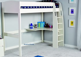 Stompa Uno S White Wooden Highsleeper Loft Bed With Desk