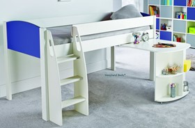 Stompa Uno S1 Blue Midsleeper Bed With Pullout Desk