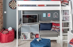 Stompa Uno S20 High Sleeper - Grey Corner Sofa Bed - Storage Cube