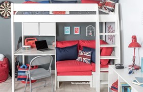 Stompa UnoS 23 High Sleeper - Hutch - Desk - Red Sofa Bed