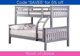 Sweet Dreams Connor Grey Triple Sleeper Bunk Bed - Small Double