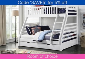 Sweet Dreams States Triple Bunk Bed In White With Storage Drawers