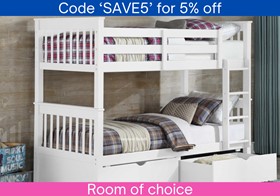 Thomas White Wooden Bunk Beds With Drawers