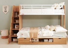 Trio Deluxe Triple Bunk Beds With Storage Stairs In Oak | Small Double