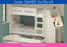 White Olympic Bunk Beds With Desk And Trundle - For Guests or Storage