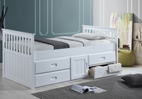 White Rio Single Captains Bed With Storage Cupboard And Drawers