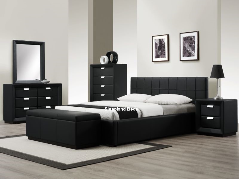 Luxury Black Faux Leather Bed Beautiful Design Sleepland Beds