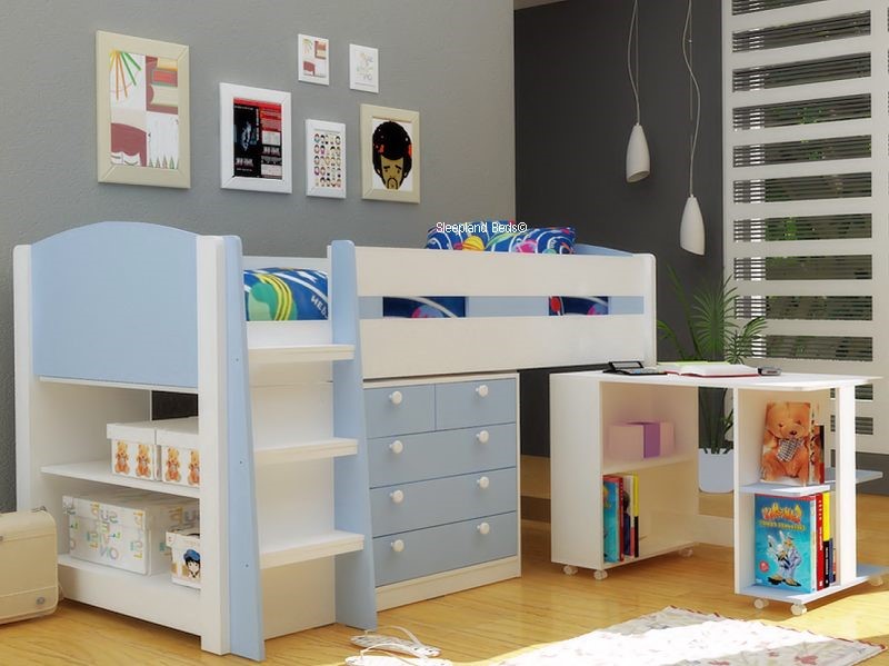 childrens mid sleeper beds with storage