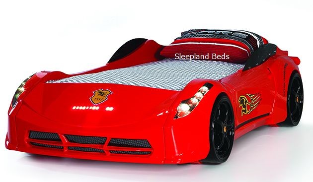 Ferrari Red Car Bed | Sound Lights Spoiler | Sleepland Beds