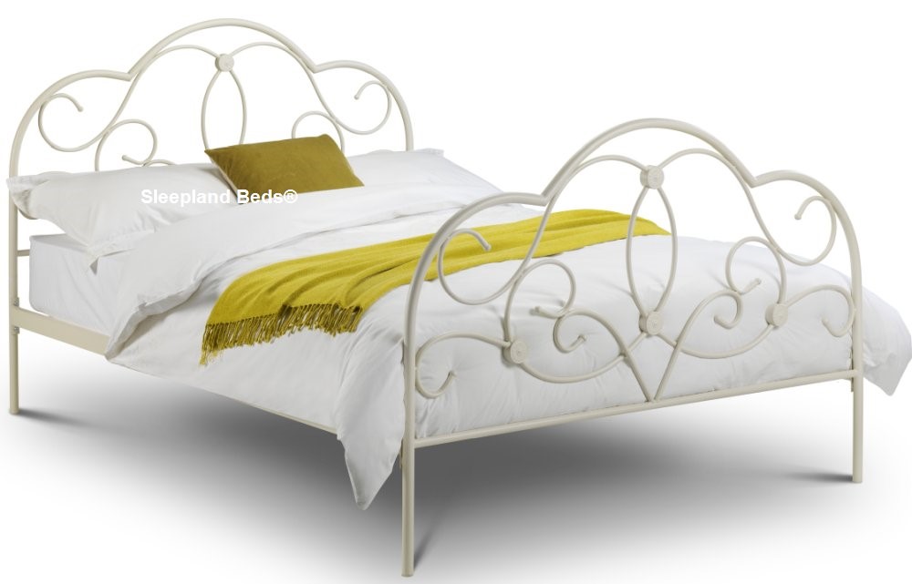 white metal double bed and mattress