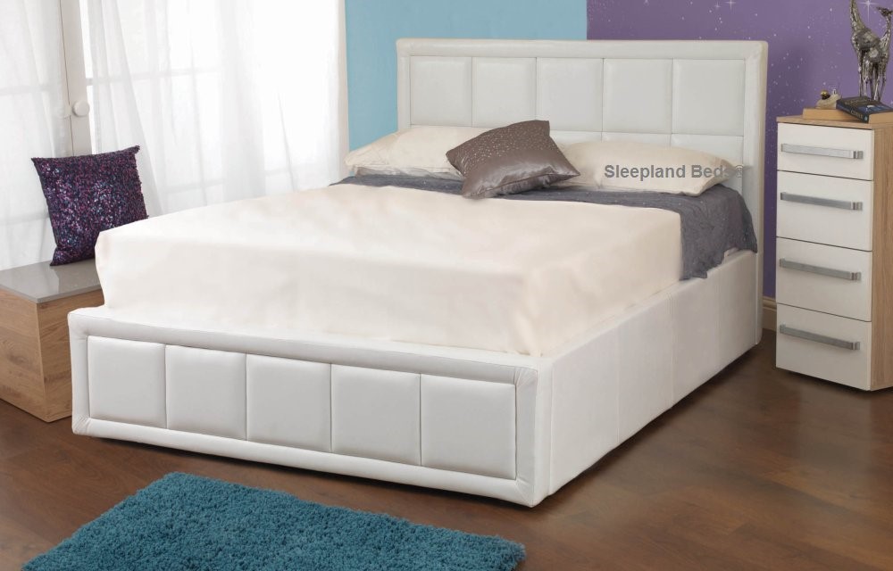 white ottoman double bed with mattress