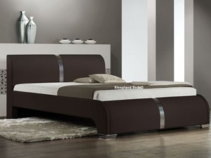 Luxury Matt Brown Ebony Contemporary Leather Bed