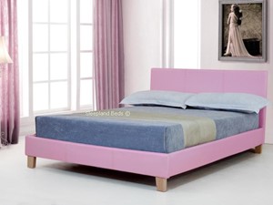 Double Pink Faux Leather Bed Frame