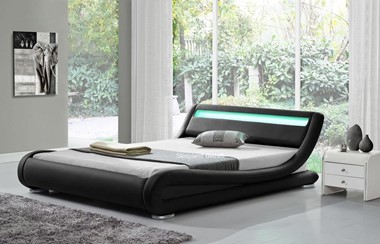 Leo Designer Curved Led Bed Frame