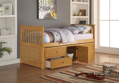 Single Oak Captains Bed With Storage