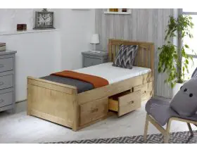 Single Bed With Storage | Pine Wooden Bed With Storage Drawers - 1