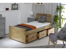 Single Bed With Storage | Pine Wooden Bed With Storage Drawers - 0