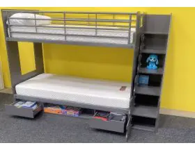 Cameo Deluxe Anthracite Grey Bunk Bed - Storage Staircase - Single - 1