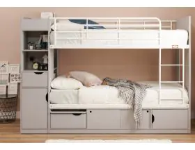 Platinum Storage Bunk Bed In Light Grey - 3ft Single - 2