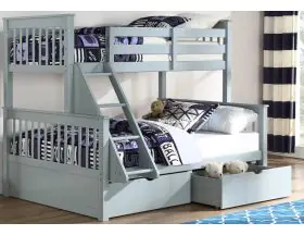 Grey Supersonic Double Bunk Beds With Drawers - Triple Sleeper - 0