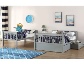 Grey Supersonic Double Bunk Beds With Drawers - Triple Sleeper - 2
