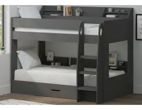 Single Grey Marion Bunk Bed With Shelves And Drawer - 0