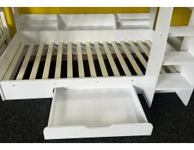 White Single Marion Bunk Bed With Shelves And Storage Drawer - 2