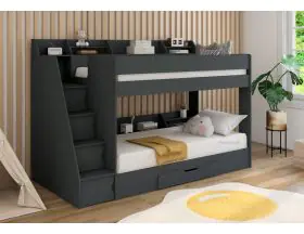 Harvard Single Anthracite Bunk Bed With Storage Stairs And Shelves Star Buy - 1