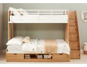 Trio Deluxe Triple Bunk Beds With Storage Stairs In Oak | Small Double - 5