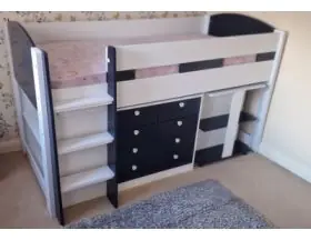 Aqua Blue Midsleeper Bed - Storage And Desk With Shelves - 4