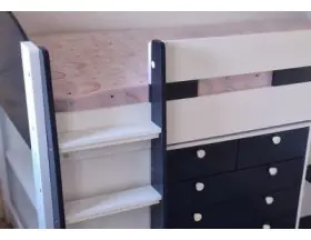 Aqua Blue Midsleeper Bed - Storage And Desk With Shelves - 5