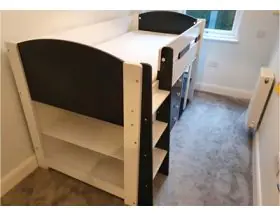 Aqua Blue Midsleeper Bed - Storage And Desk With Shelves - 6