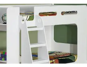 Shortie Low Height Bunk Bed In White With Shelves - 2