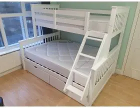 White Supersonic Wooden Double Bunk Beds With Drawers - 6