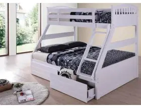 Cosmos White Triple Bunk Bed With Drawers - Single Over Double - 0