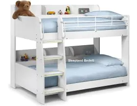 Childrens White Chess Domino Bunk Beds With Shelves - 1